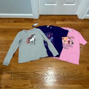 3 shirts from different brands. Sizes are two mediums and one large.